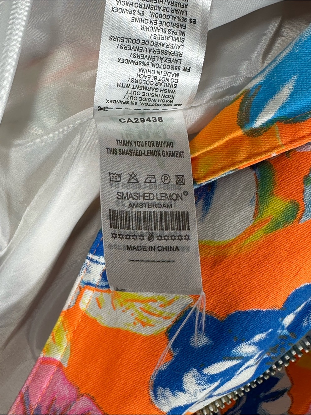 Smashed Lemon Large EUC Floral Moto Jacket Orange Blue Yellow Multi Colour Large - Picture 12 of 15